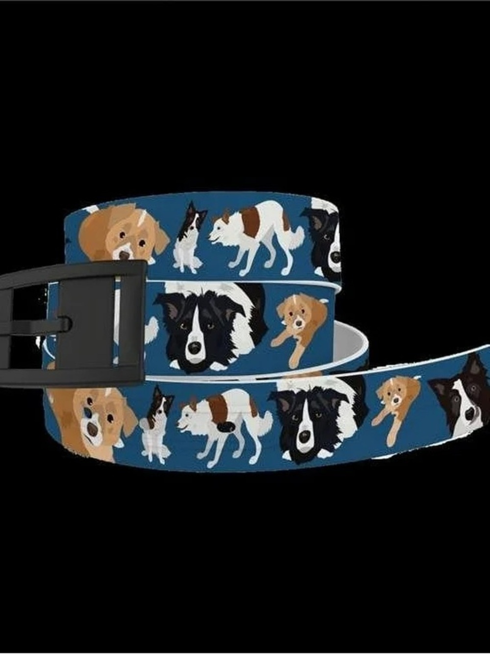 C4 border collie Pattern belt with Black Buckle